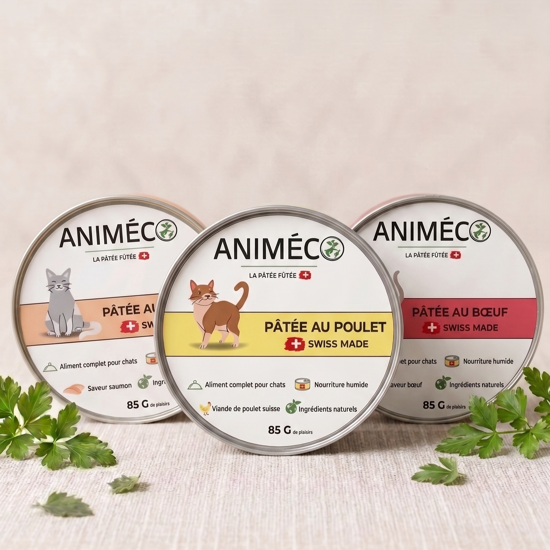 Pâtée Gourmet pour Chat 100% Suisse – 3 Saveurs au choix (85g)